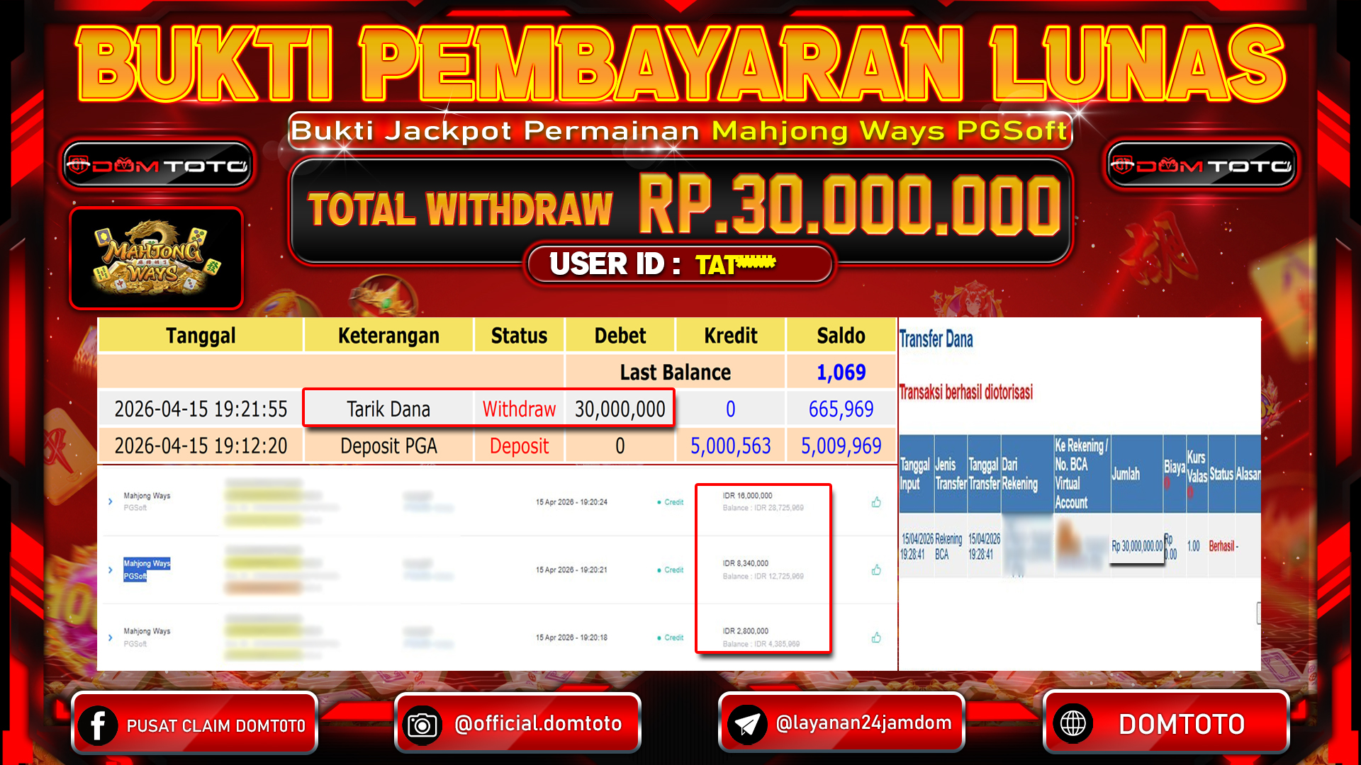 JACKPOT SLOT Mahjong Ways PGSoft 15 APRIL 2026